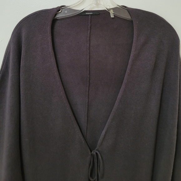 Tahari Charcoal Gray Gunther Dolman Sleeve Cotton Blend Cardigan Size Medium - Picture 2 of 15